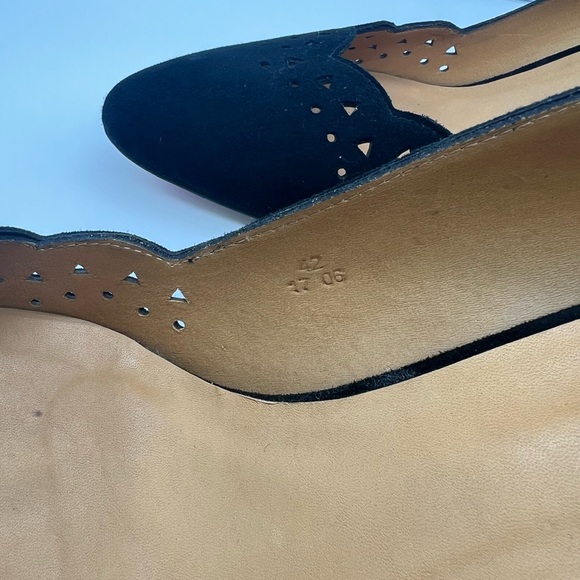 SÉZANE Escarpins Low Josephine Black Suede Eyelet Cutout Kitten Heels sz 42 - Picture 7 of 15